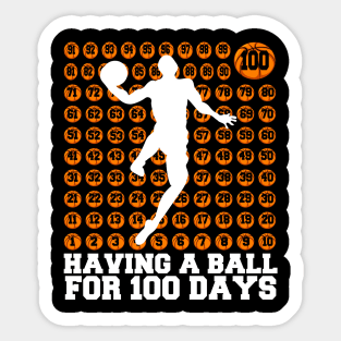 100th day of school, Funny Basketball 100th Day Balls Sticker